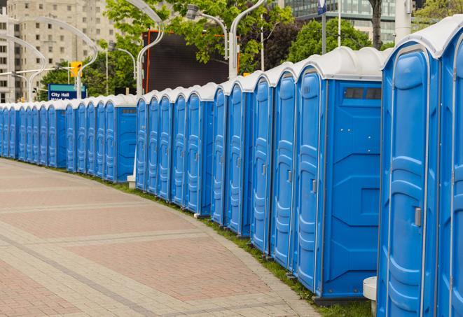 Seasonal porta potty units set up at a McDonough, Georgia venue